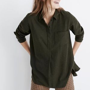 Madewell Flannel Classic Ex-Boyfriend Button Back Shirt Tunic Long Sleeve Green